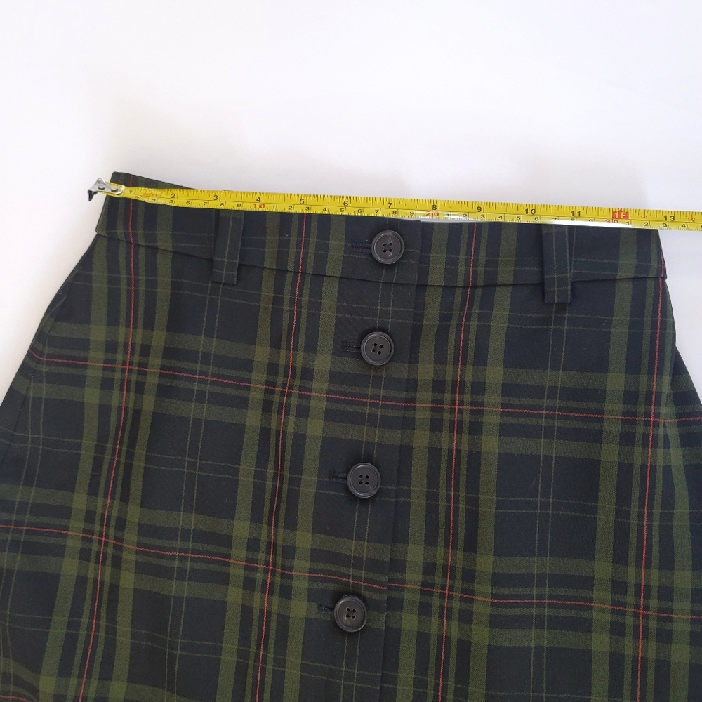 Wilfred Aritzia Leona Button-Front Plaid Midi Skirt Size 2 Preppy Academia Fall - Picture 9 of 10